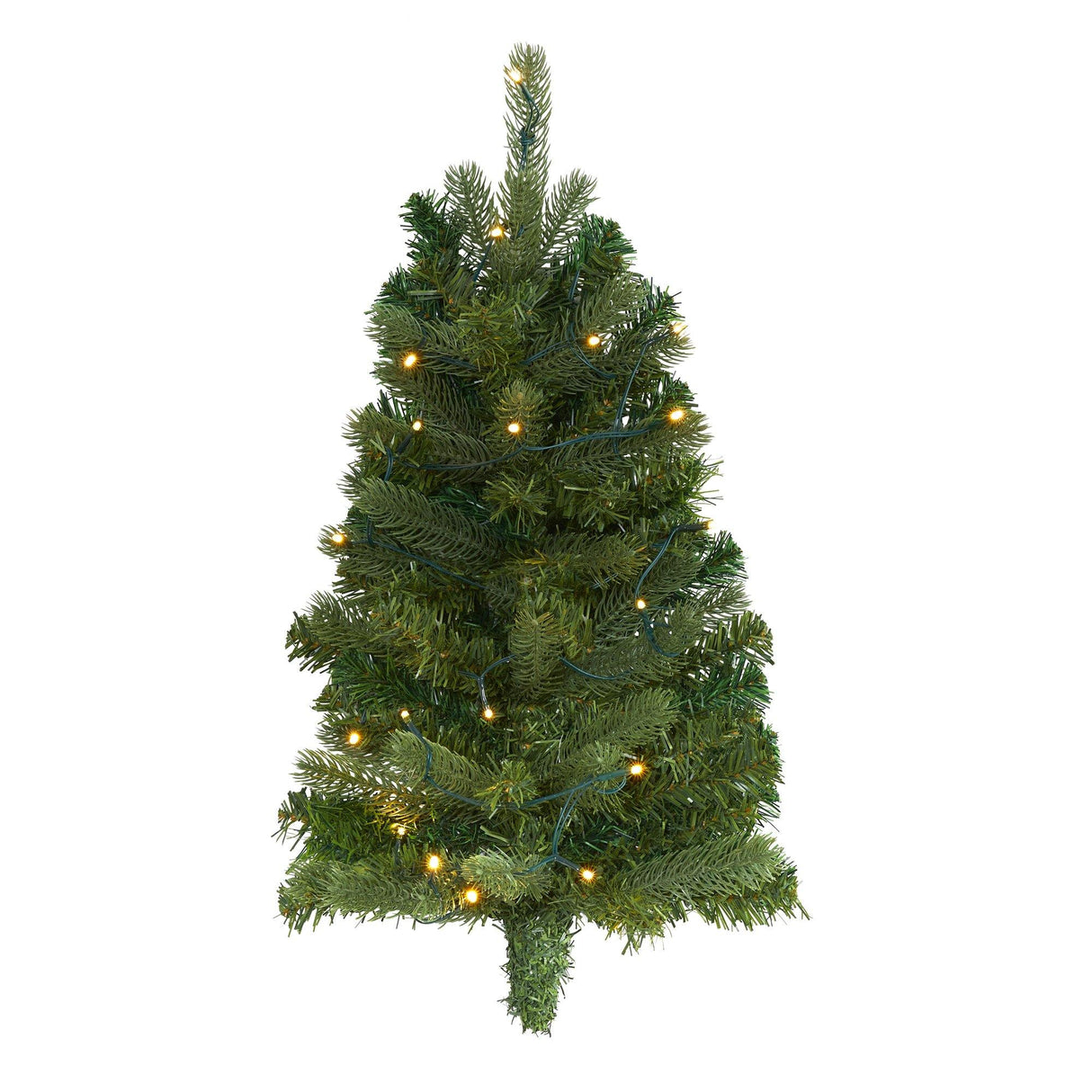 2' Flat Back Wall Hanging Artificial Christmas Tree with 20 Clear LED Lights-Christmas Tree-Parc Decor