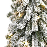 2’ Flocked Grand Alpine Artificial Christmas Tree with 35 Clear Lights and 111 Bendable Branches on Natural Trunk-Christmas Tree-Parc Decor