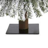 2’ Flocked Grand Alpine Artificial Christmas Tree with 35 Clear Lights and 111 Bendable Branches on Natural Trunk-Christmas Tree-Parc Decor