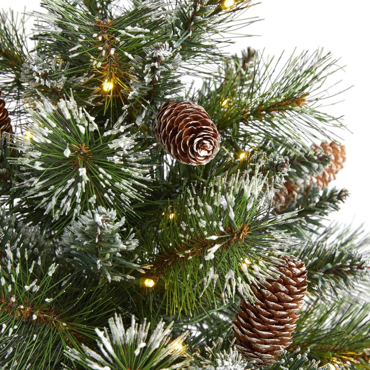 2’ Frosted Pine Artificial Christmas Tree with 35 Clear LED Lights, Pinecones and Burlap Base-Christmas Tree-Parc Decor