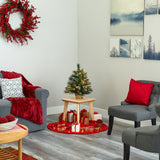 2’ Frosted Pine Artificial Christmas Tree with 35 Clear LED Lights, Pinecones and Burlap Base-Christmas Tree-Parc Decor