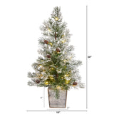 2’ Frosted Pre-Lit Artificial Christmas Tree with Pinecones in Decorative Planter-Christmas Tree-Parc Decor