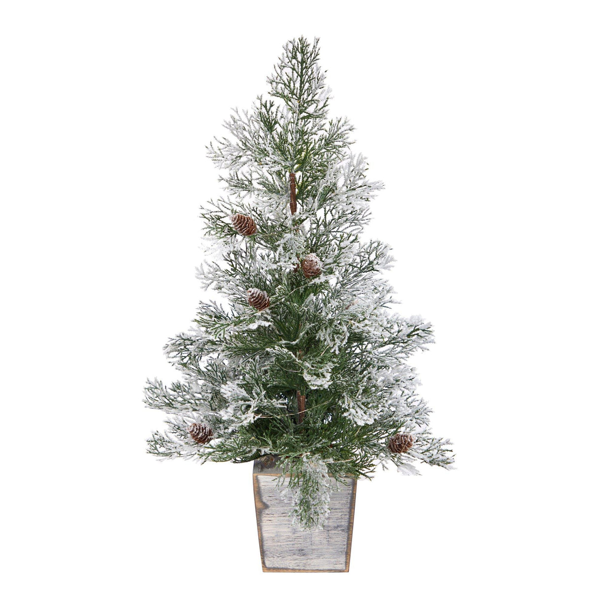 2’ Frosted Pre-Lit Artificial Christmas Tree with Pinecones in Decorative Planter-Christmas Tree-Parc Decor