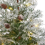 2’ Frosted Pre-Lit Artificial Christmas Tree with Pinecones in Decorative Planter-Christmas Tree-Parc Decor