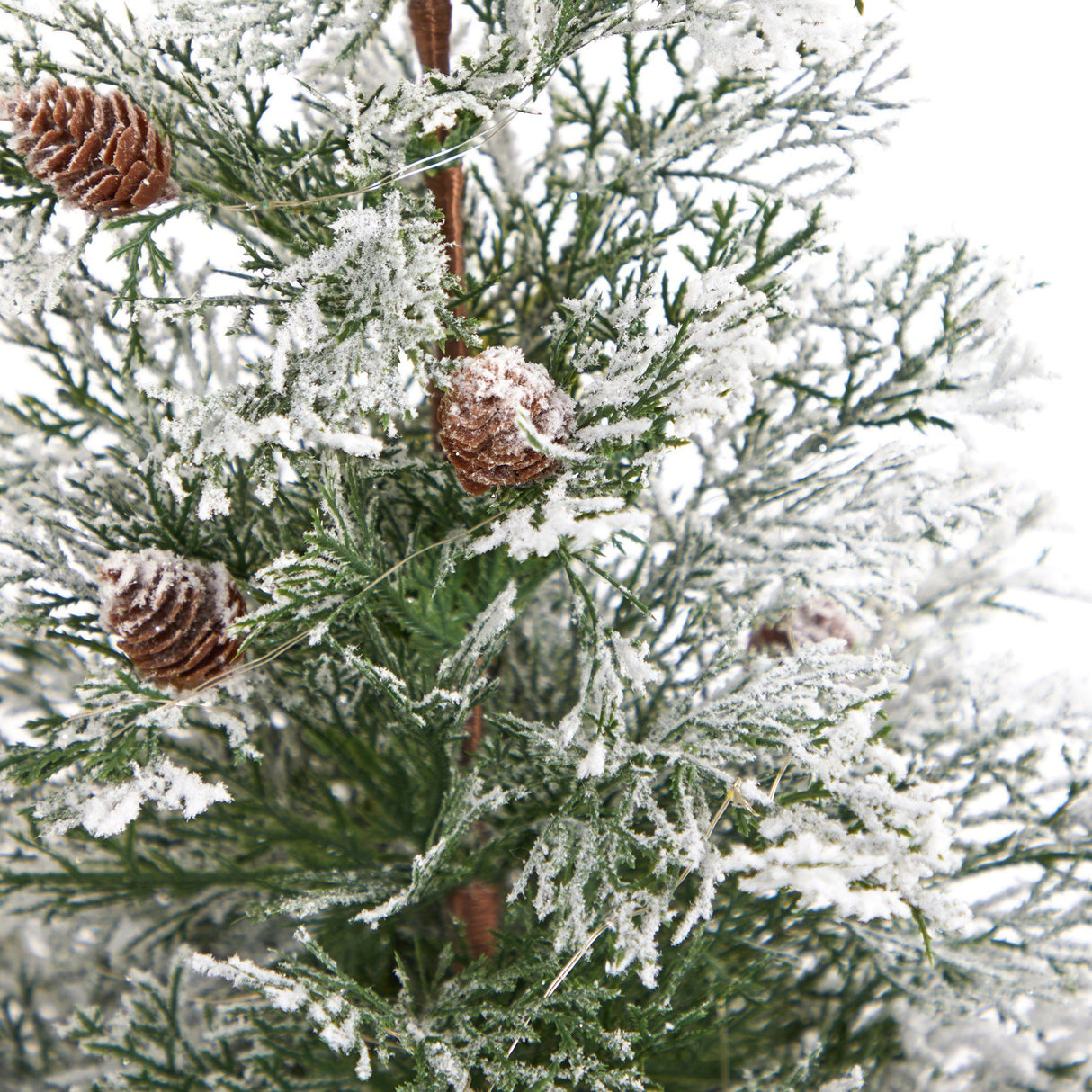 2’ Frosted Pre-Lit Artificial Christmas Tree with Pinecones in Decorative Planter-Christmas Tree-Parc Decor