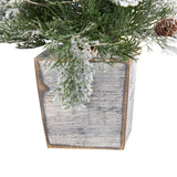 2’ Frosted Pre-Lit Artificial Christmas Tree with Pinecones in Decorative Planter-Christmas Tree-Parc Decor