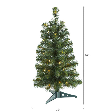 2’ Green Artificial Christmas Tree with 35 LED Lights and 72 Bendable Braches-Christmas Tree-Parc Decor