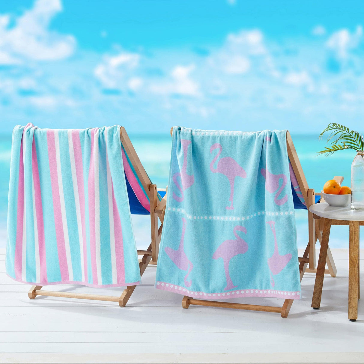 2 Pack 100% Cotton Jacquard Beach Towels - Playa Collection-Beach Towels-Parc Decor
