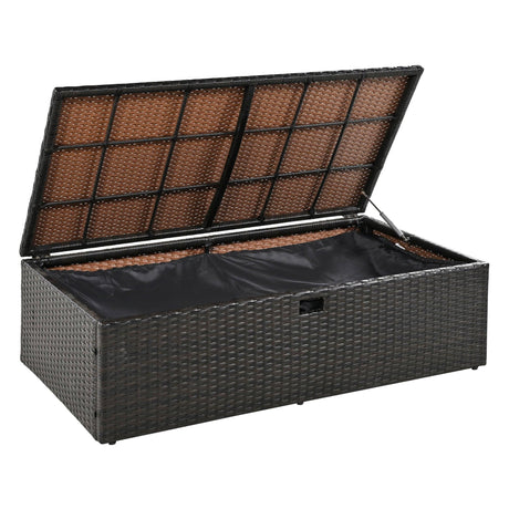 2-Piece Outdoor Rattan Daybed with Bench Lounge Roof Set and Cushions for Poolside, Backyard and Garden-户外家居套装-Parc Decor