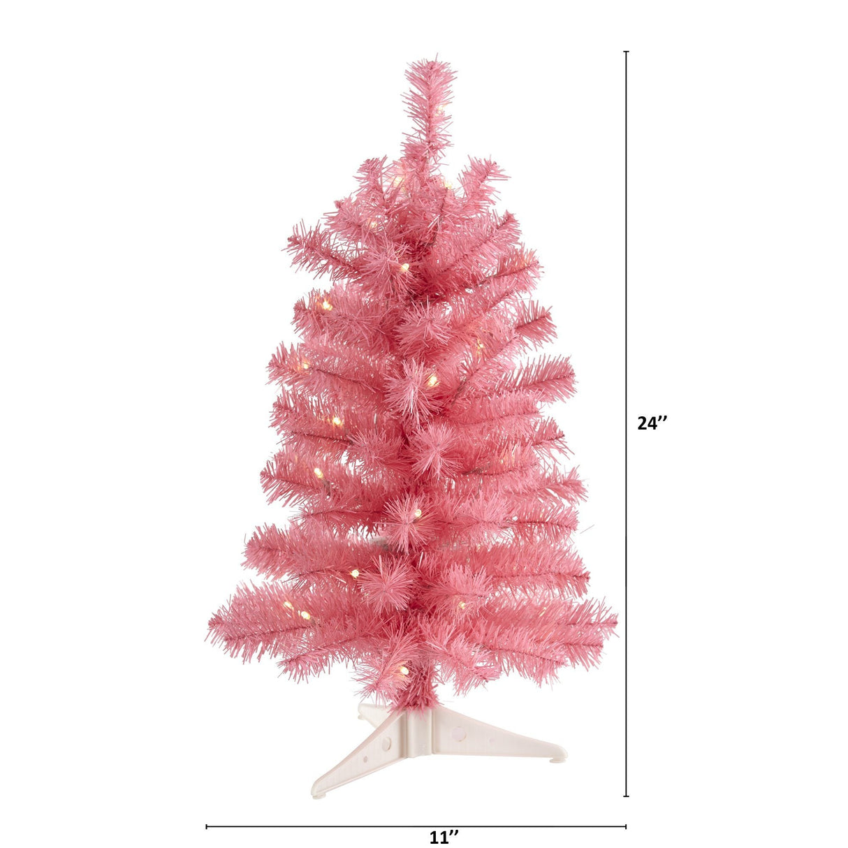 2’ Pink Artificial Christmas Tree with 35 LED Lights and 72 Bendable Branches-Christmas Tree-Parc Decor