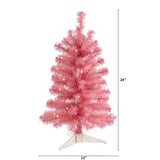 2’ Pink Artificial Christmas Tree with 35 LED Lights and 72 Bendable Branches-Christmas Tree-Parc Decor