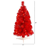 2’ Red Artificial Christmas Tree with 35 LED Lights and 72 Bendable Branches-Christmas Tree-Parc Decor