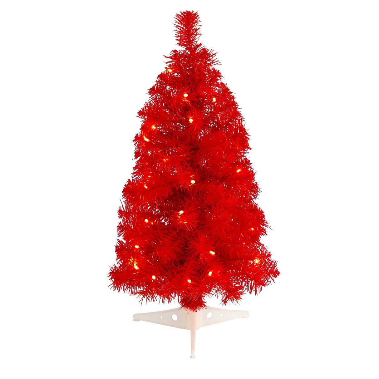 2’ Red Artificial Christmas Tree with 35 LED Lights and 72 Bendable Branches-Christmas Tree-Parc Decor