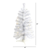 2’ White Artificial Christmas Tree with 35 LED Lights and 72 Bendable Branches-Christmas Tree-Parc Decor