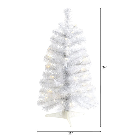 2’ White Artificial Christmas Tree with 35 LED Lights and 72 Bendable Branches-Christmas Tree-Parc Decor
