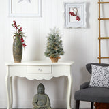 2’ Winter Frosted Artificial Christmas Tree with 35 LED Lights in Burlap Base-Christmas Tree-Parc Decor