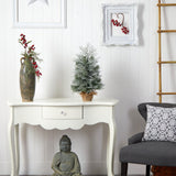 2’ Winter Frosted Artificial Christmas Tree with 35 LED Lights in Burlap Base-Christmas Tree-Parc Decor