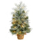 2’ Winter Frosted Artificial Christmas Tree with 35 LED Lights in Burlap Base-Christmas Tree-Parc Decor