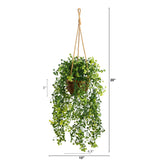 20” Baby Tear Artificial Plant in Hanging Basket-Parc Decor