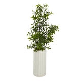 20” Boxwood Artificial Plant in White Planter-Parc Decor