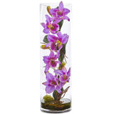 20’’ Cattleya Orchid Artificial Floral Arrangement in Cylinder Vase-Parc Decor