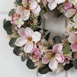 20” Hydrangea and Magnolia Artificial Wreath-Parc Decor
