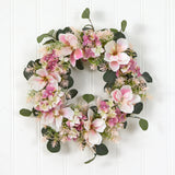 20” Hydrangea and Magnolia Artificial Wreath-Parc Decor