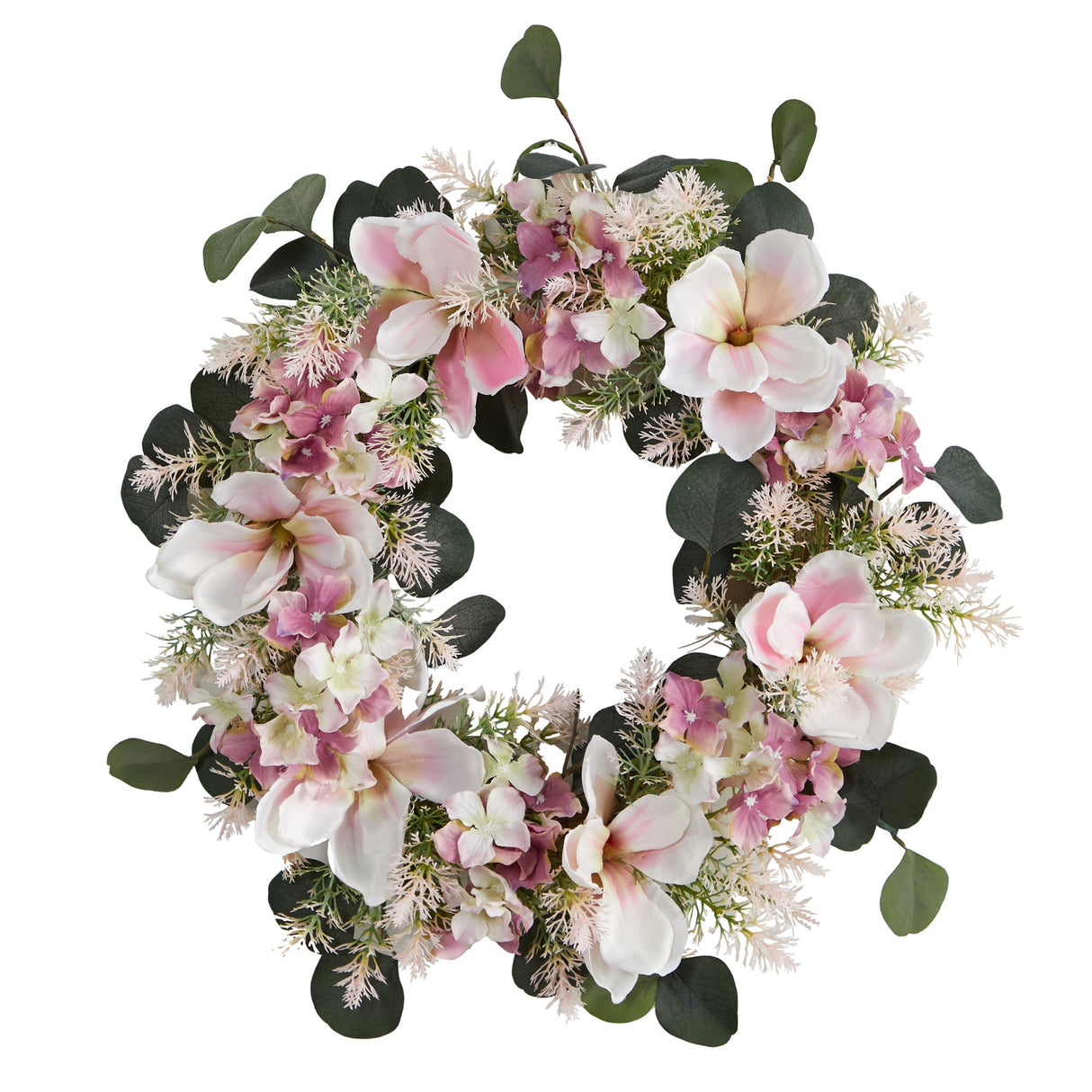 20” Hydrangea and Magnolia Artificial Wreath-Parc Decor