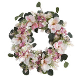 20” Hydrangea and Magnolia Artificial Wreath-Parc Decor