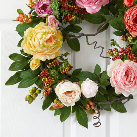 20'' Mixed Peony & Berry Wreath-Parc Decor