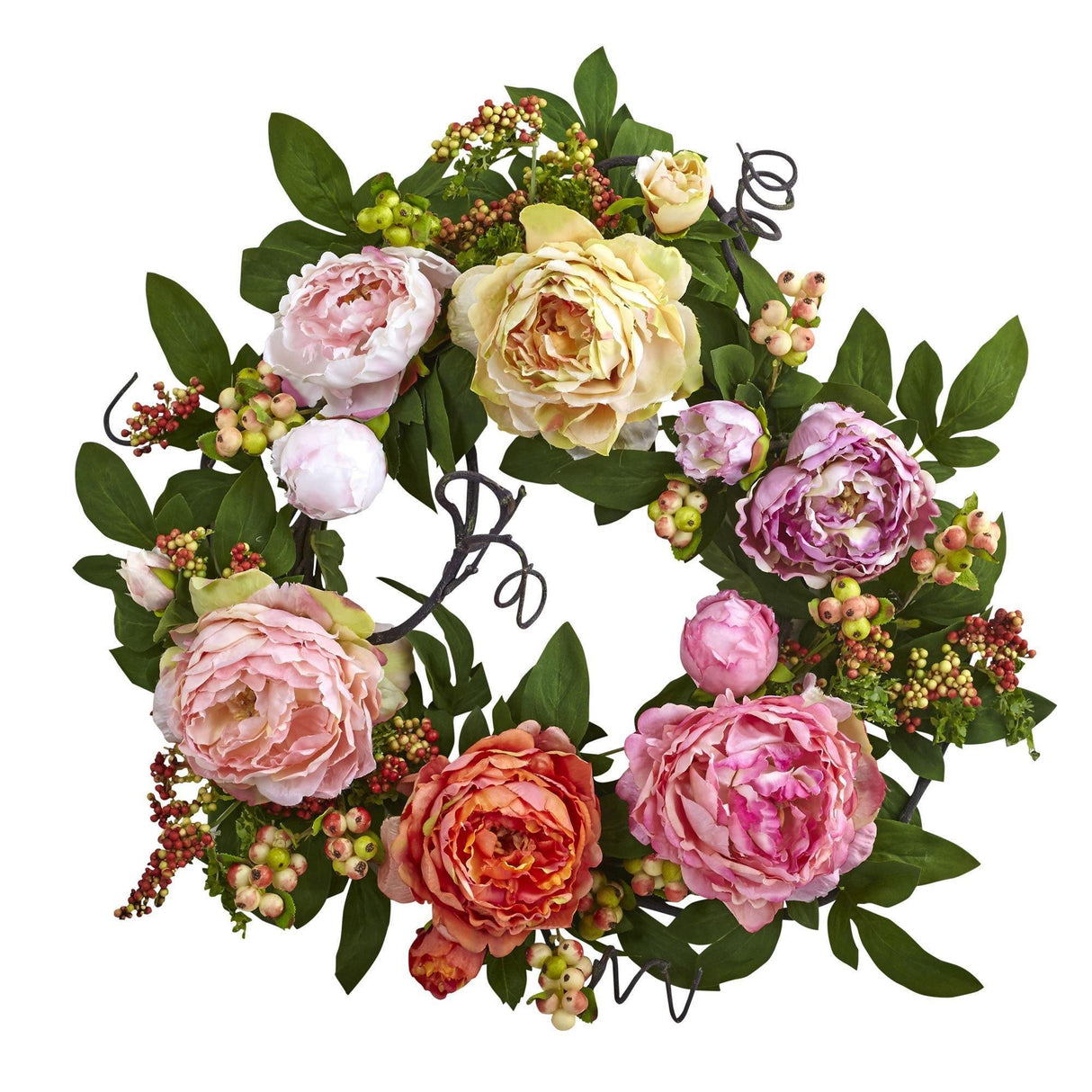 20'' Mixed Peony & Berry Wreath-Parc Decor