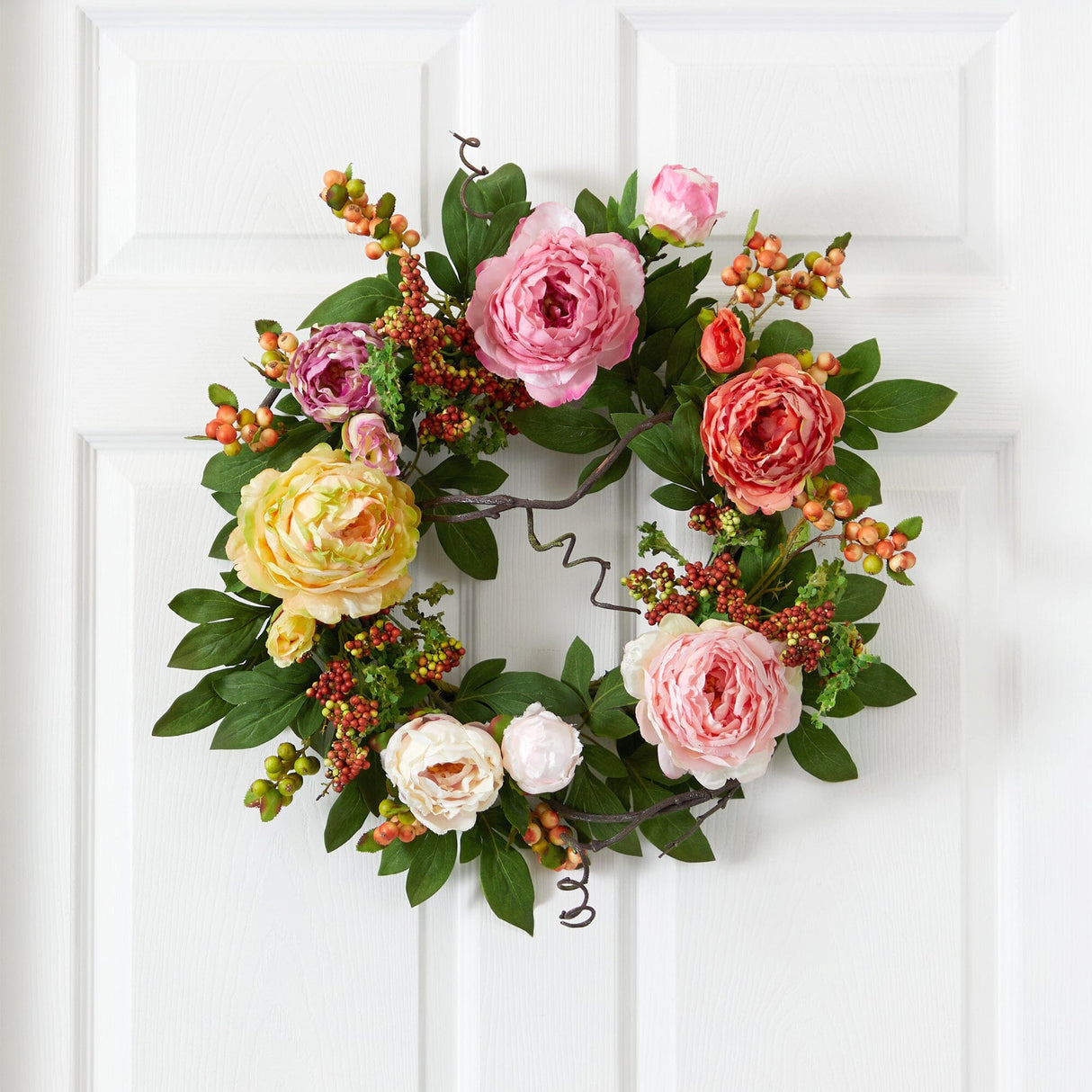 20'' Mixed Peony & Berry Wreath-Parc Decor