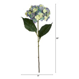 20" Artificial Hydrangea Flower Stems- Set of 3-Stem-Parc Decor