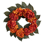 20” Autumn Hydrangea Artificial Wreath-Wreath-Parc Decor