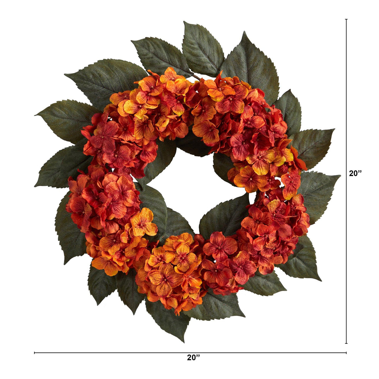 20” Autumn Hydrangea Artificial Wreath-Wreath-Parc Decor