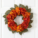 20” Autumn Hydrangea Artificial Wreath-Wreath-Parc Decor