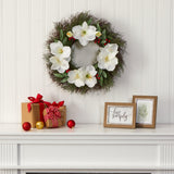 20” Cedar, Amaryllis and Ruscus with Berries Artificial Wreath-Wreath-Parc Decor