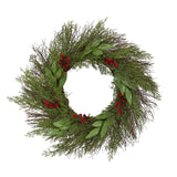 20” Cedar and Ruscus with Berries Artificial Wreath-Wreath-Parc Decor