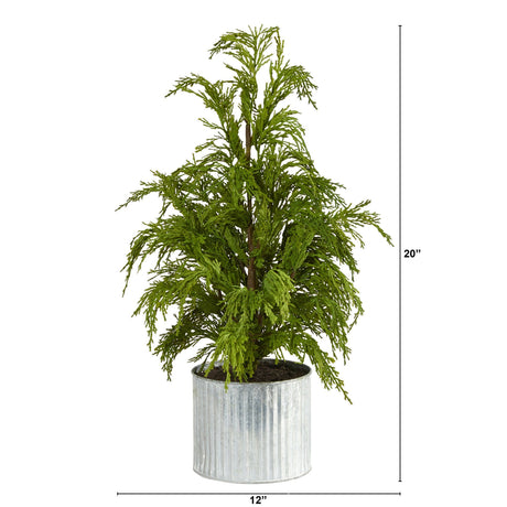 20” Cedar Pine “Natural Look” Artificial Christmas Tree in Decorative Planter-Christmas Tree-Parc Decor