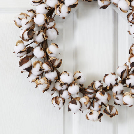 20” Cotton Ball Wreath-Wreath-Parc Decor
