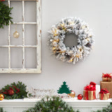 20” Flocked Artificial Christmas Wreath with 35 Warm White LED Lights-Wreath-Parc Decor