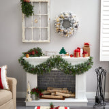 20” Flocked Artificial Christmas Wreath with 35 Warm White LED Lights-Wreath-Parc Decor