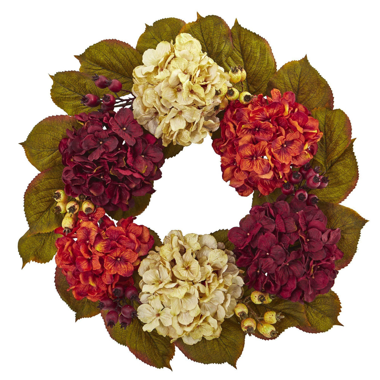 20” Hydrangea Berry Artificial Wreath-Wreath-Parc Decor