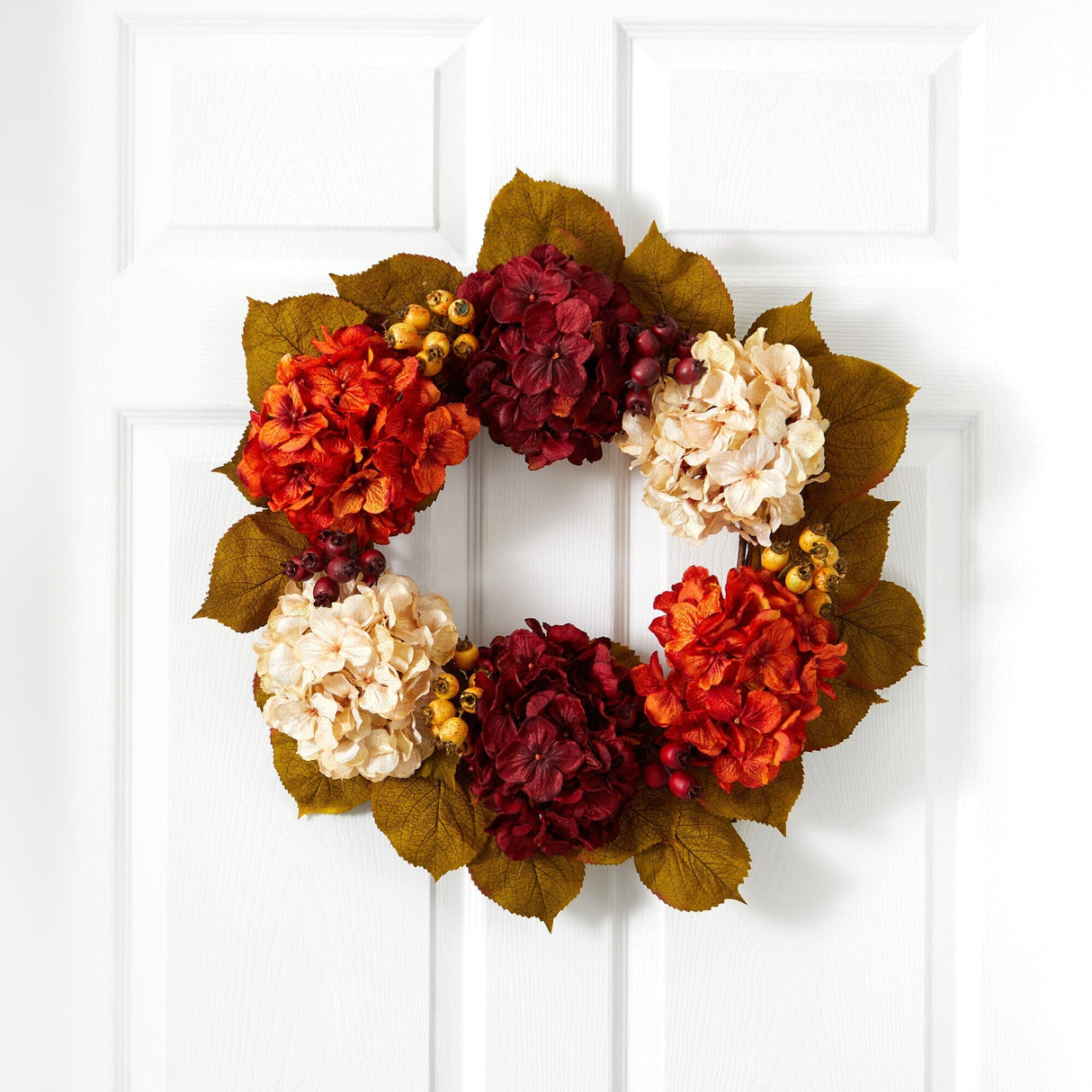 20” Hydrangea Berry Artificial Wreath-Wreath-Parc Decor