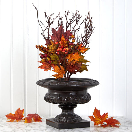 20” Maple Leaf and Berries Artificial Flower Bouquet (Set of 3)-Stem-Parc Decor