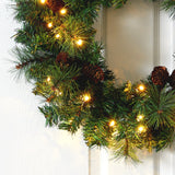 20” Mixed Pine and Pinecone Artificial Christmas Wreath with 35 Clear LED Lights-Wreath-Parc Decor