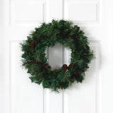 20” Mixed Pine and Pinecone Artificial Christmas Wreath with 35 Clear LED Lights-Wreath-Parc Decor