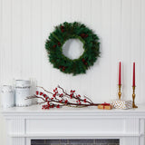 20” Mixed Pine and Pinecone Artificial Christmas Wreath with 35 Clear LED Lights-Wreath-Parc Decor