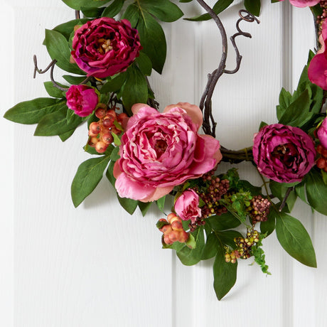20'' Peony & Berry Wreath-Wreath-Parc Decor