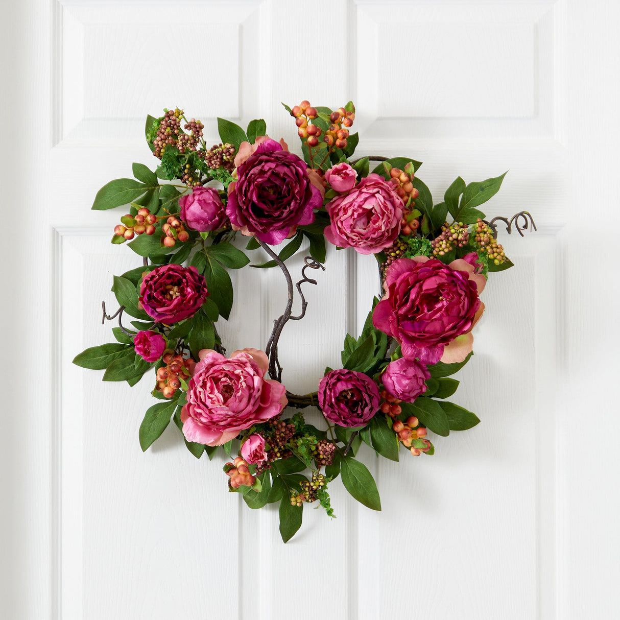 20'' Peony & Berry Wreath-Wreath-Parc Decor